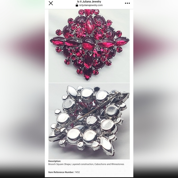 Exquisite Vintage Confirmed Juliana Garnet Red Glass Brooch - Picture 16 of 16